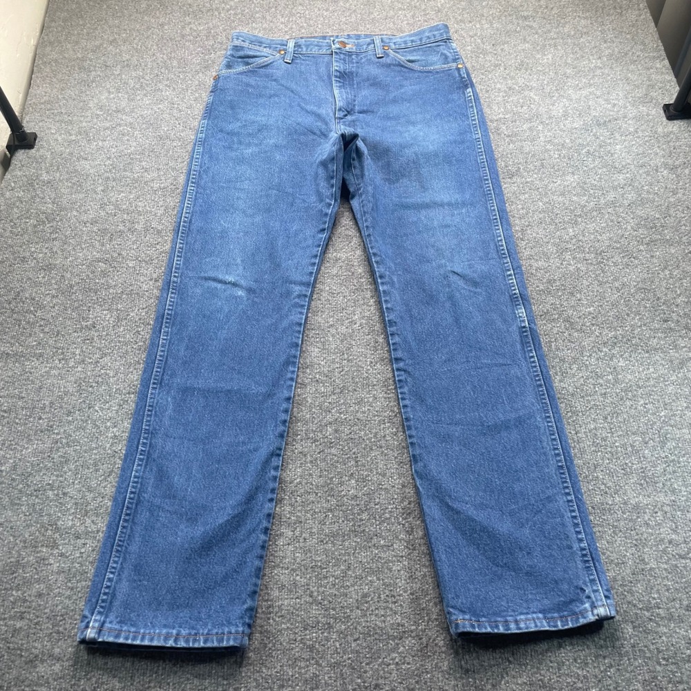Wrangler Jeans Men 35x34 Blue Cowboy Cut 13MWZ Straight Leg Denim High Rise